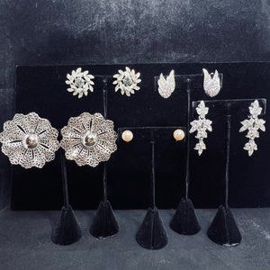 Lot Of 5 Sarah Coventry Silver Tone Clip On Earrings (4630)